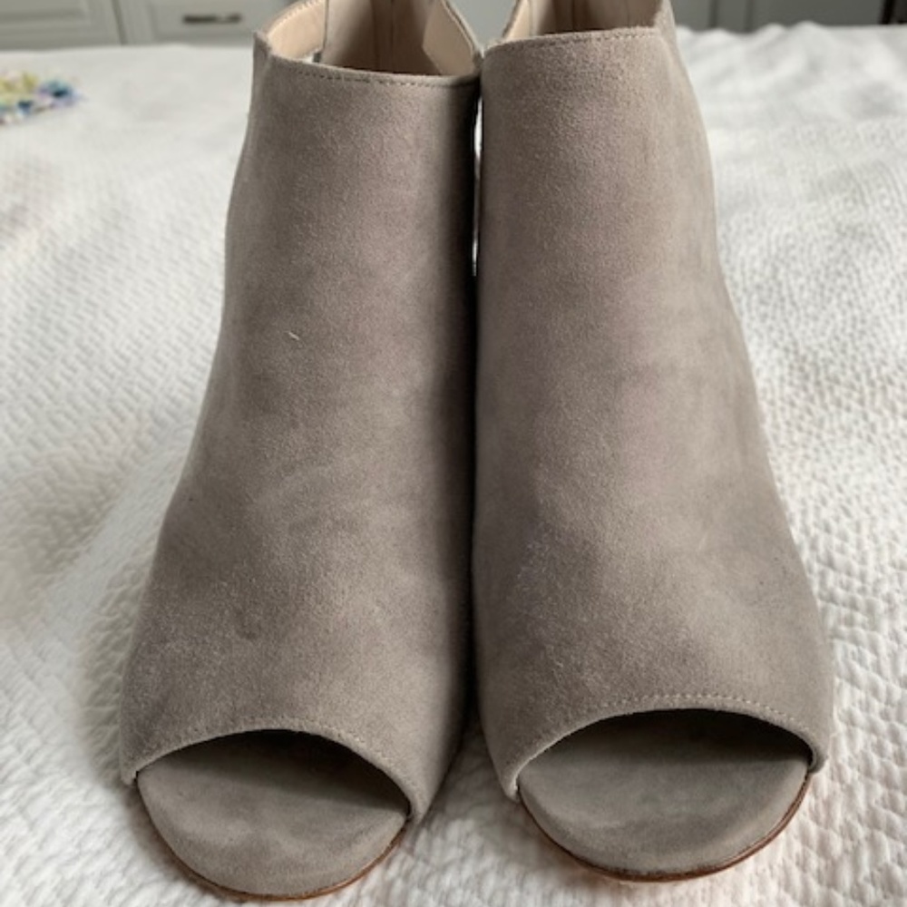 Boden Peep Toe Booties - Grey Suede